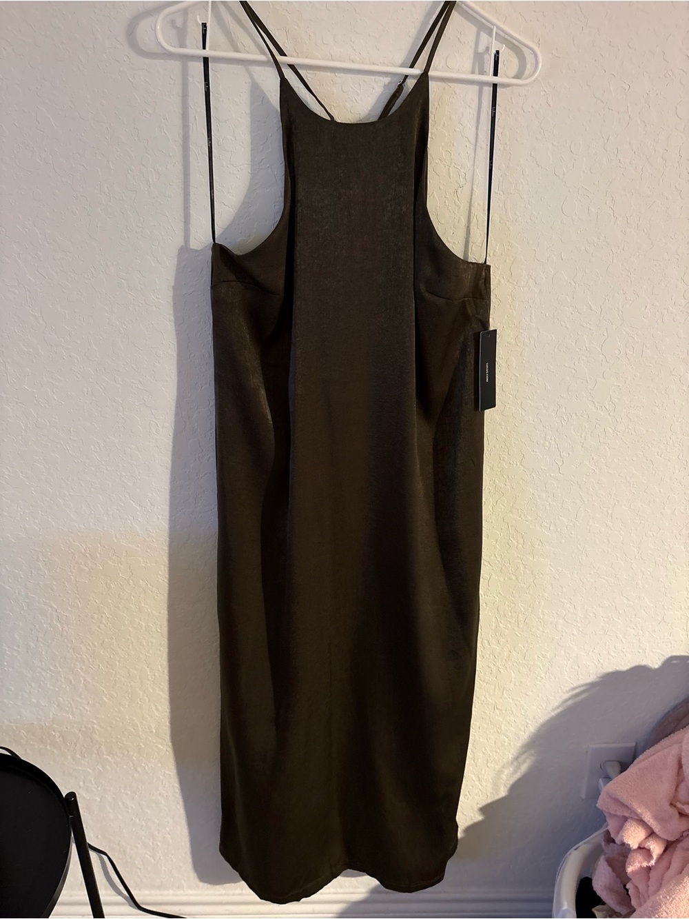 Lulu's Olive Green Satin Midi Slip Dress